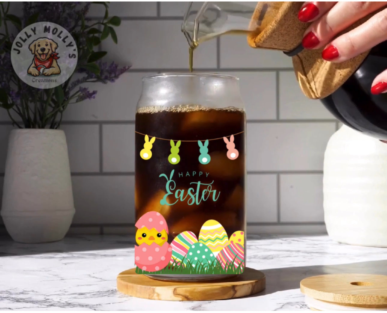 Easter Glass Cans