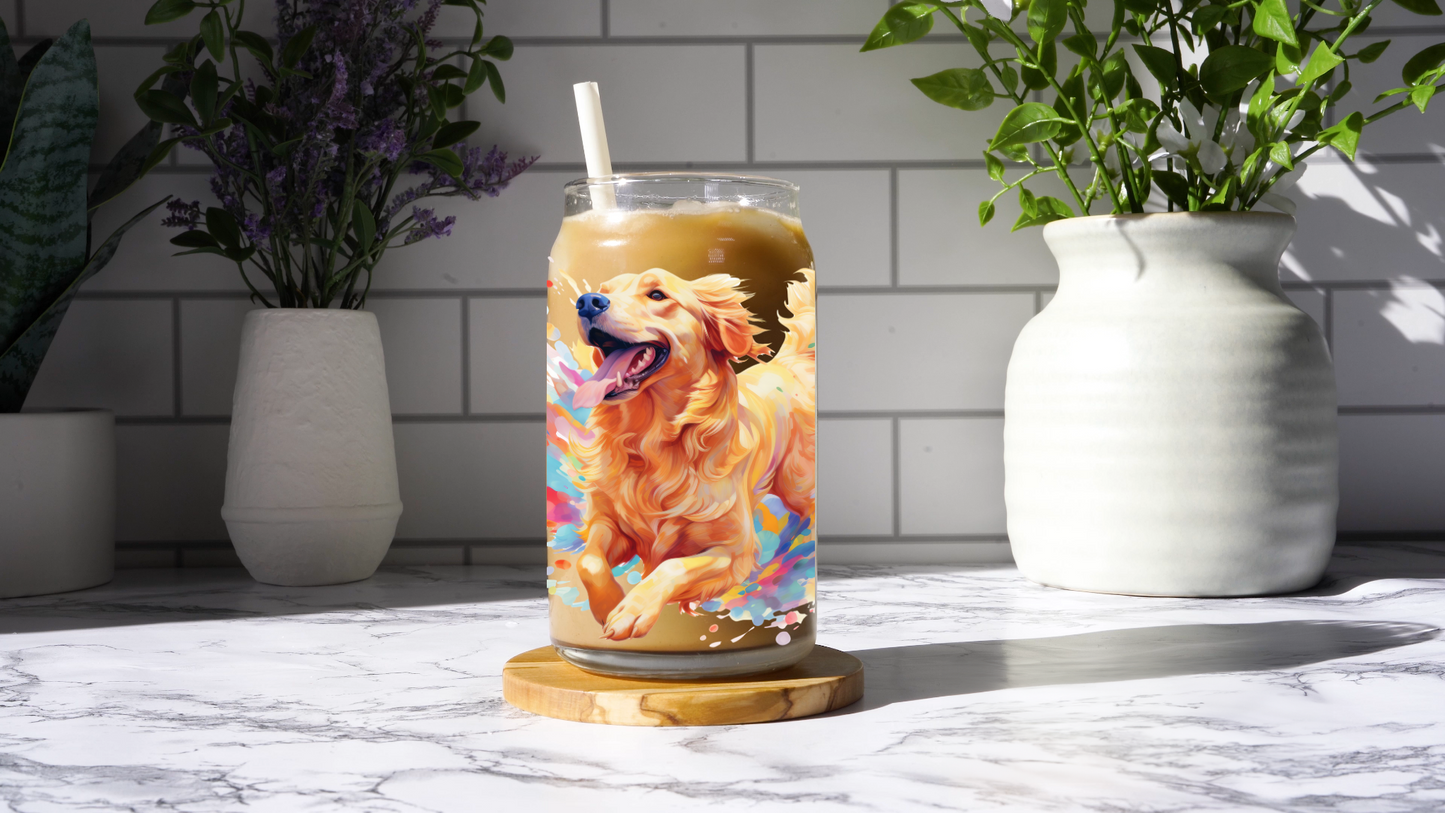 Golden Retriever Glass Can